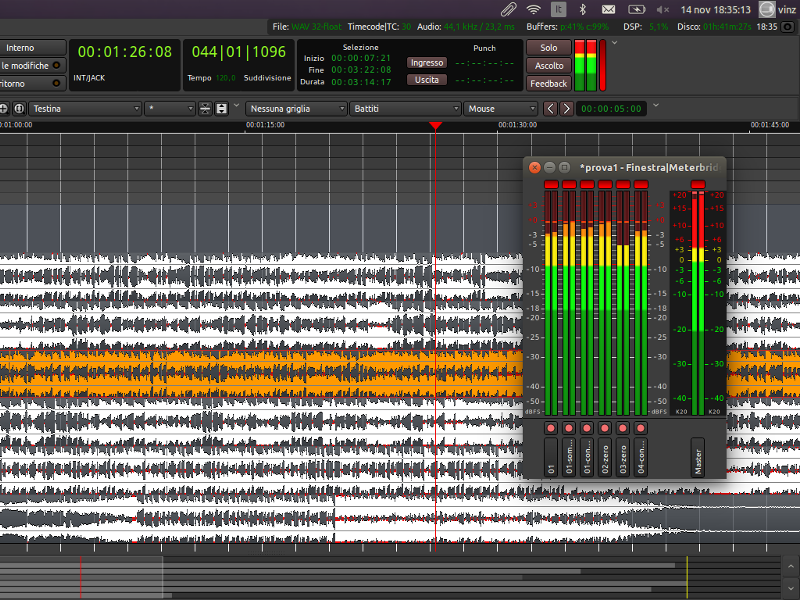 Sala Prove Km97 - Audiofficina - LINUX Ardour 5.4 Audio editor